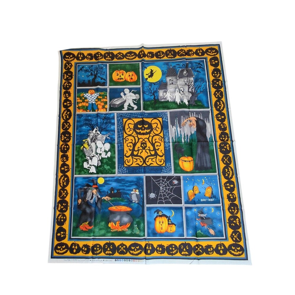 Halloween Fabric Panel Scary Night 2 #2352 Laurie Godin Jack-o-Lantern Spooky